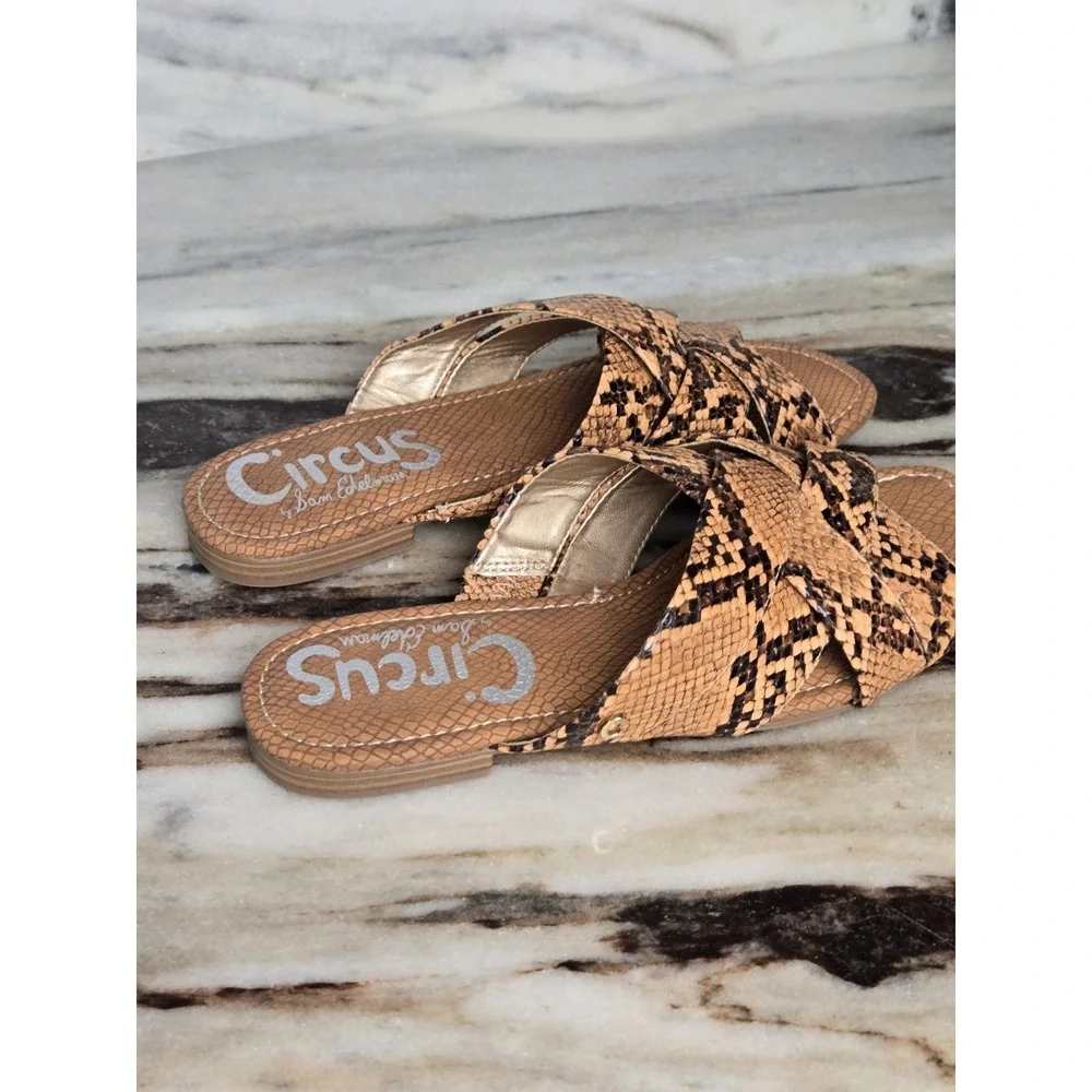 Circus By Sam Edelman Women's Burnett Animal‎ Print Slide Flat Sandals US 7